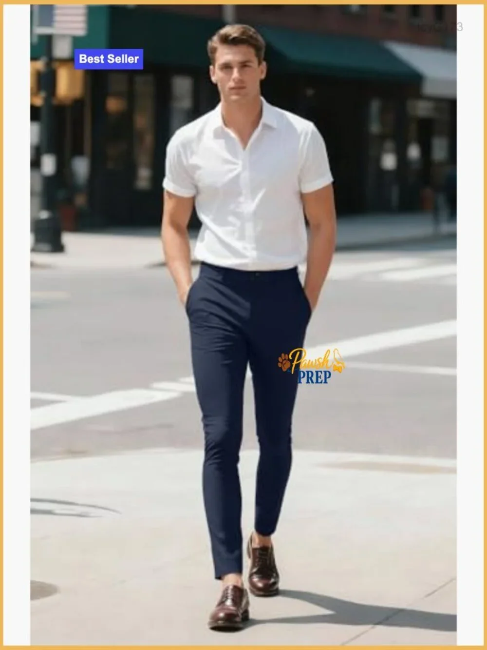 Slim Fit Stretch Chino Pants with Plaid Pattern